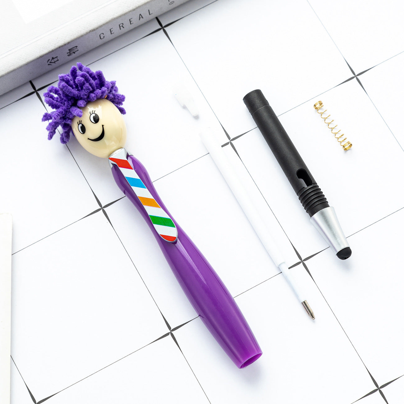 Wholesale Plastic Three-dimensional Cartoon Smiling Face Touch Screen Pen, Cute Plush Doll Head Pen